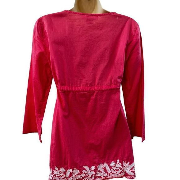 Michael Kors ~ bright Barbie pink with white embroidery ~ tunic ~ size Small - Picture 6 of 13